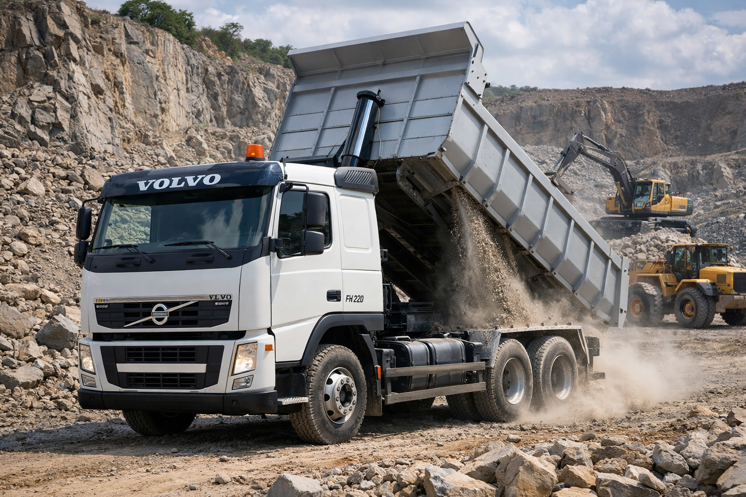 Caminhão Volvo 6x2 com caçamba